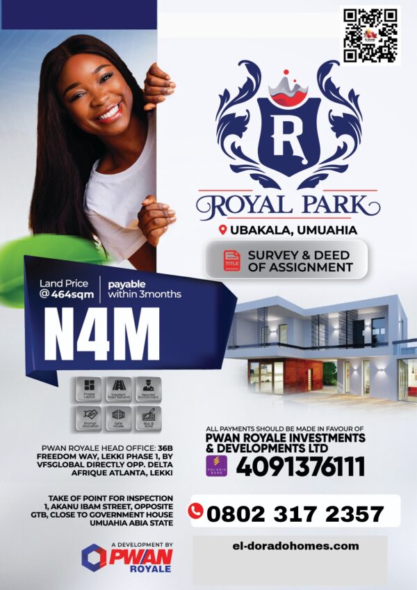 Land For Sale in Umuahia, Royal Park Estate, Ubakala